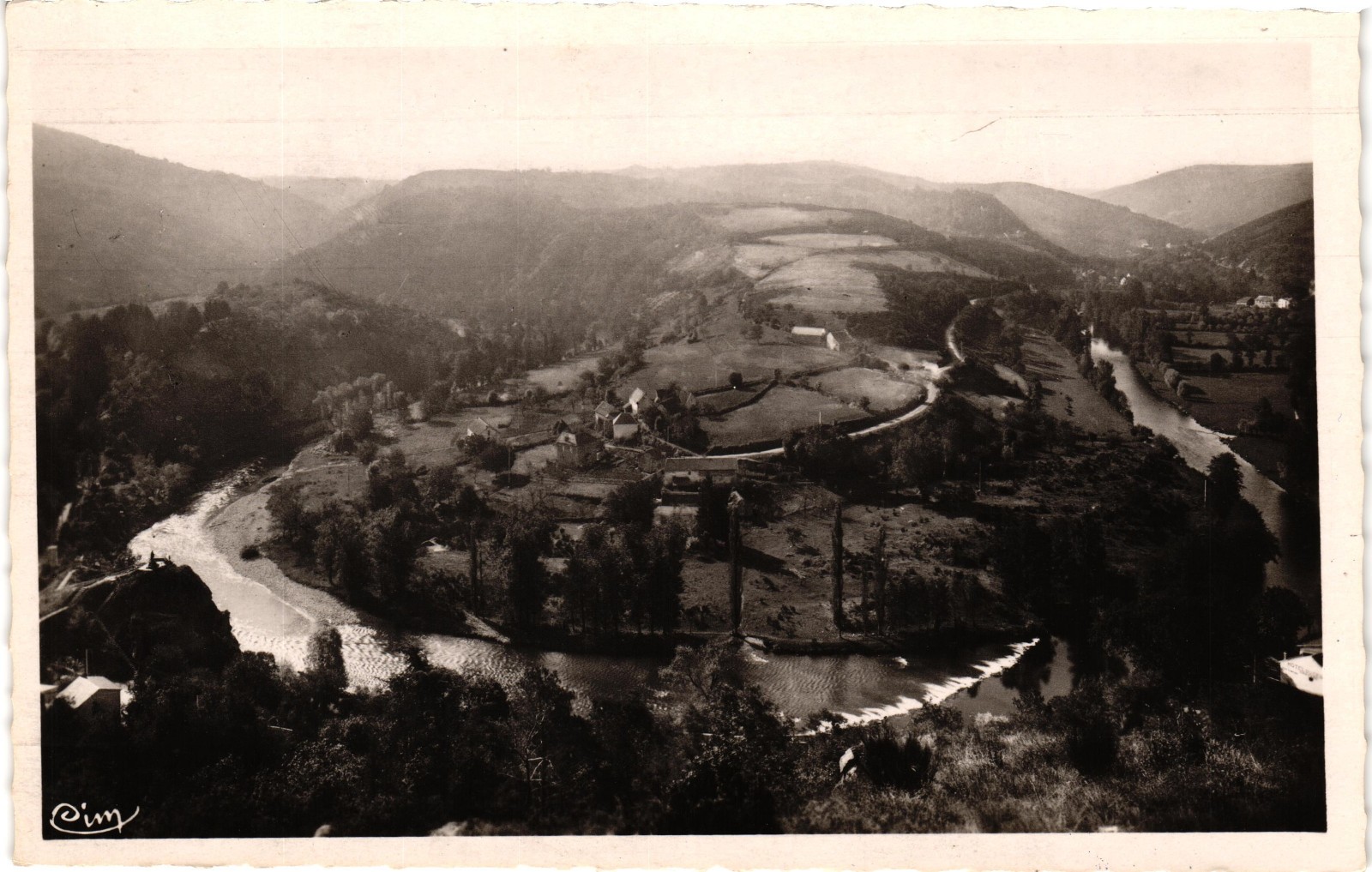 La Belle Vallee de la Sioule France RPPC Scenic River Valley Postcard