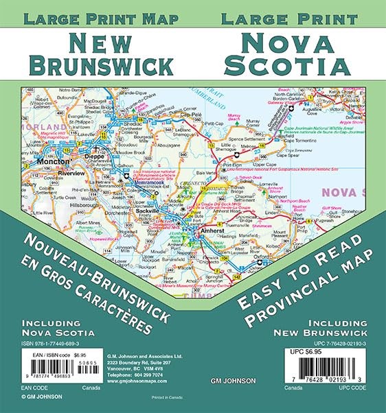 New Brunswick / Nova Scotia Large Print Road Map English and French Edition
