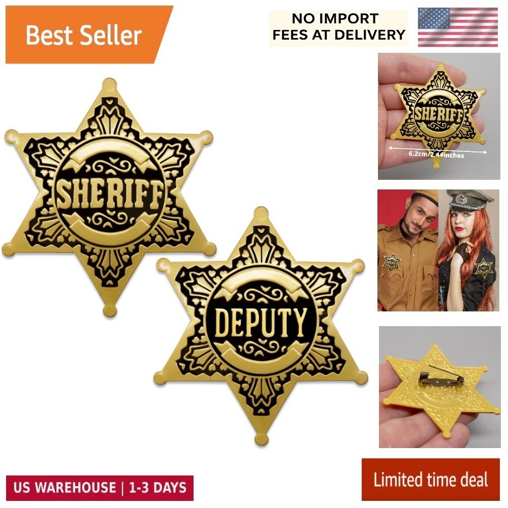 1 PCS Sheriff Badge and 1 PCS Deputy Sheriff Badge, Metal Star Police Badges