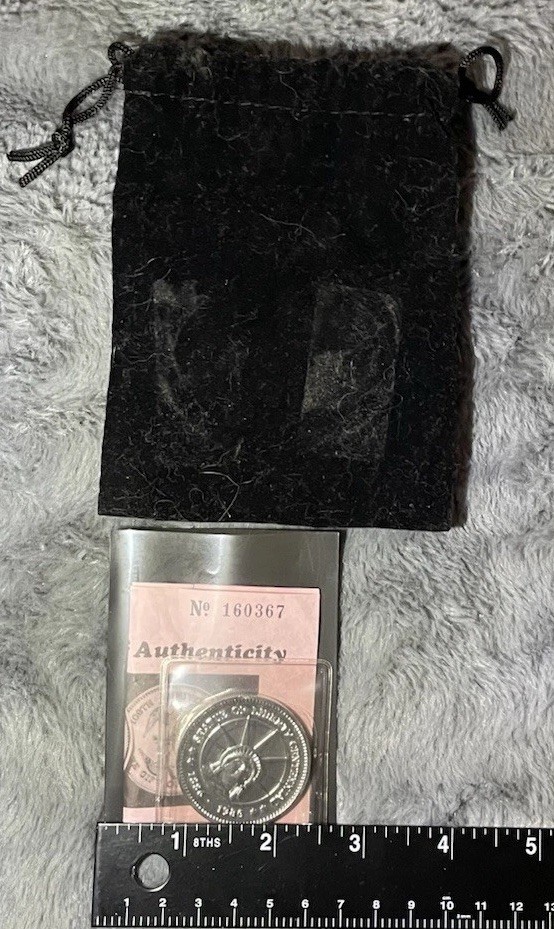 National commemorative 1985 Statue of Liberty 1oz Silver clad Round+c.o.a+pouch