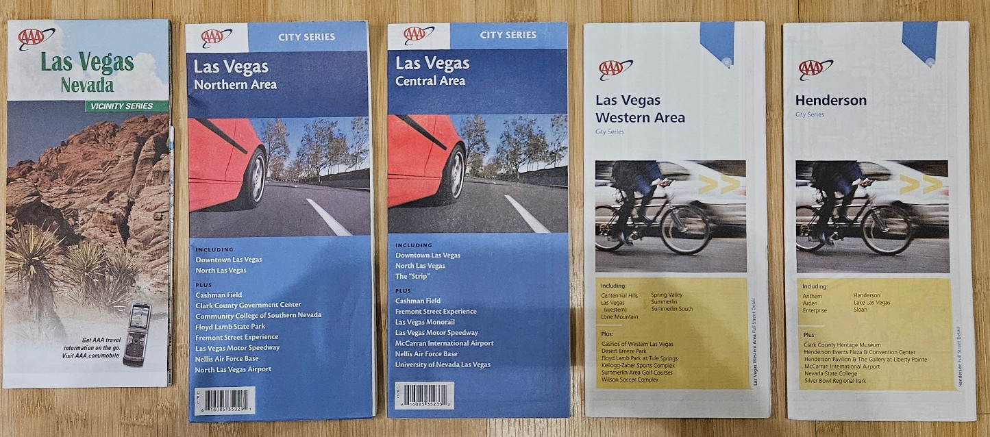 5 NEW AAA Las Vegas Nevada Maps Henderson Central Northern Western Area Road