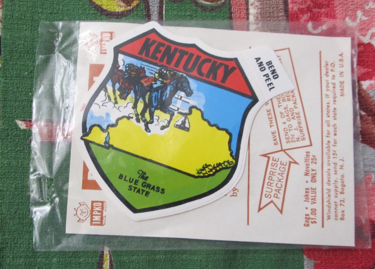Vintage Kentucky the Blue Grass state window / luggage sticker
