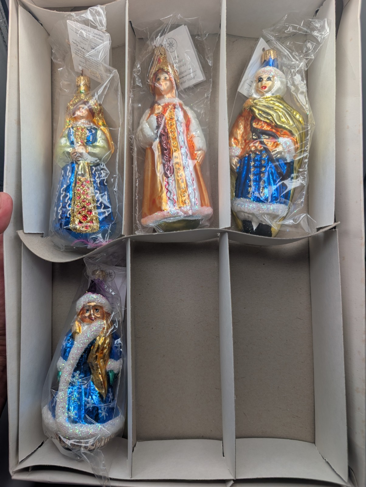 4 Vintage 1996 Christopher Radko Russian Rhapsody Glass Ornaments Boxed Set