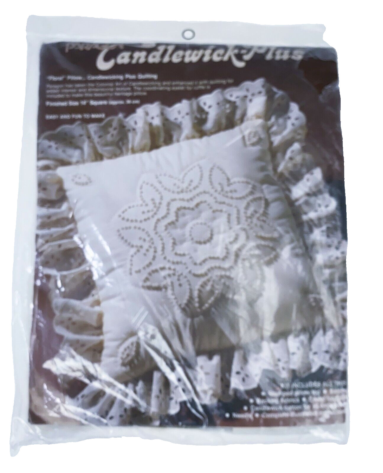 Paragon Candlewick Plus Quilting Floral 14” Square Pillow Craft Kit Vtg 1982
