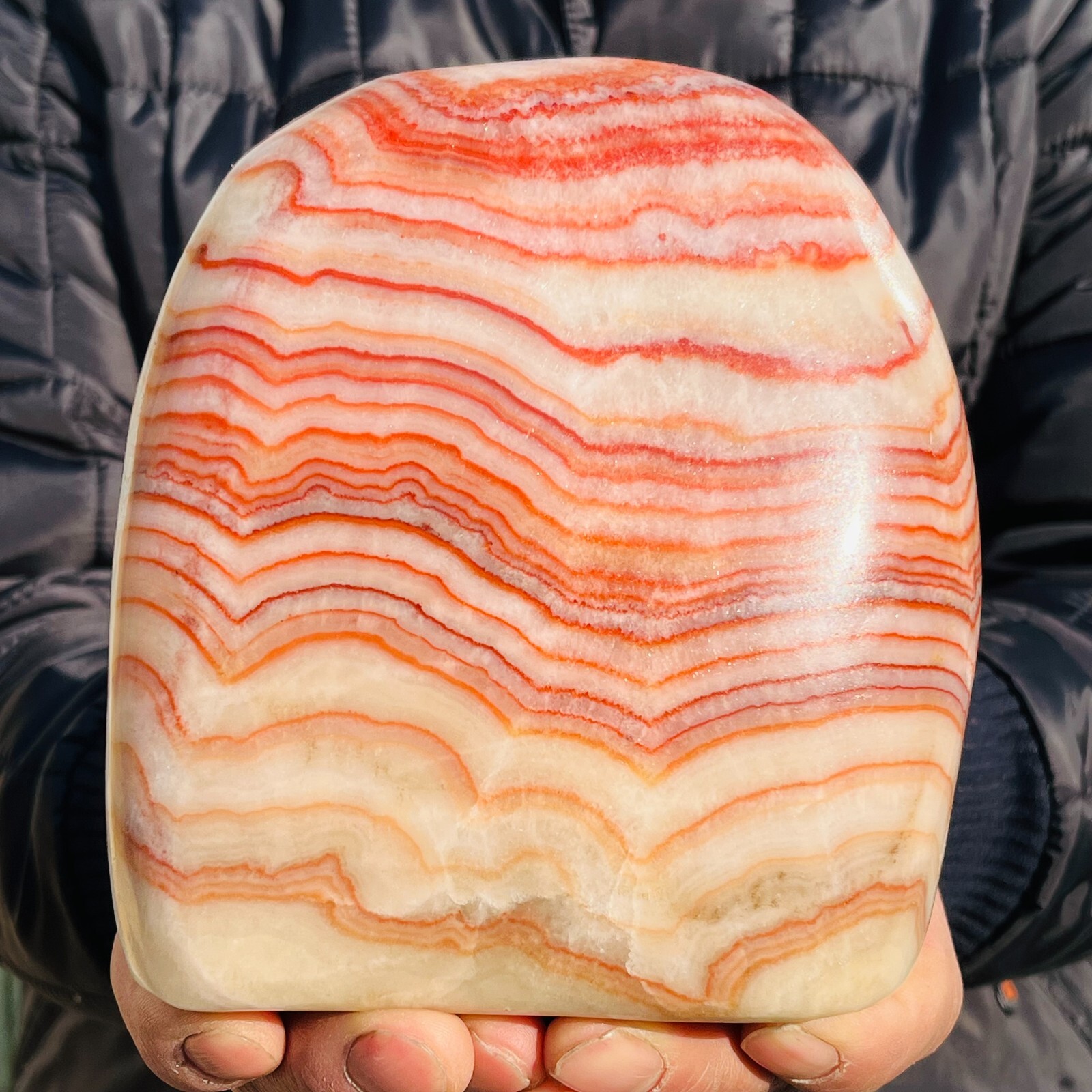 7.65LB Large beautiful Natural Red striped Pork Stone Landscape mineral specimen