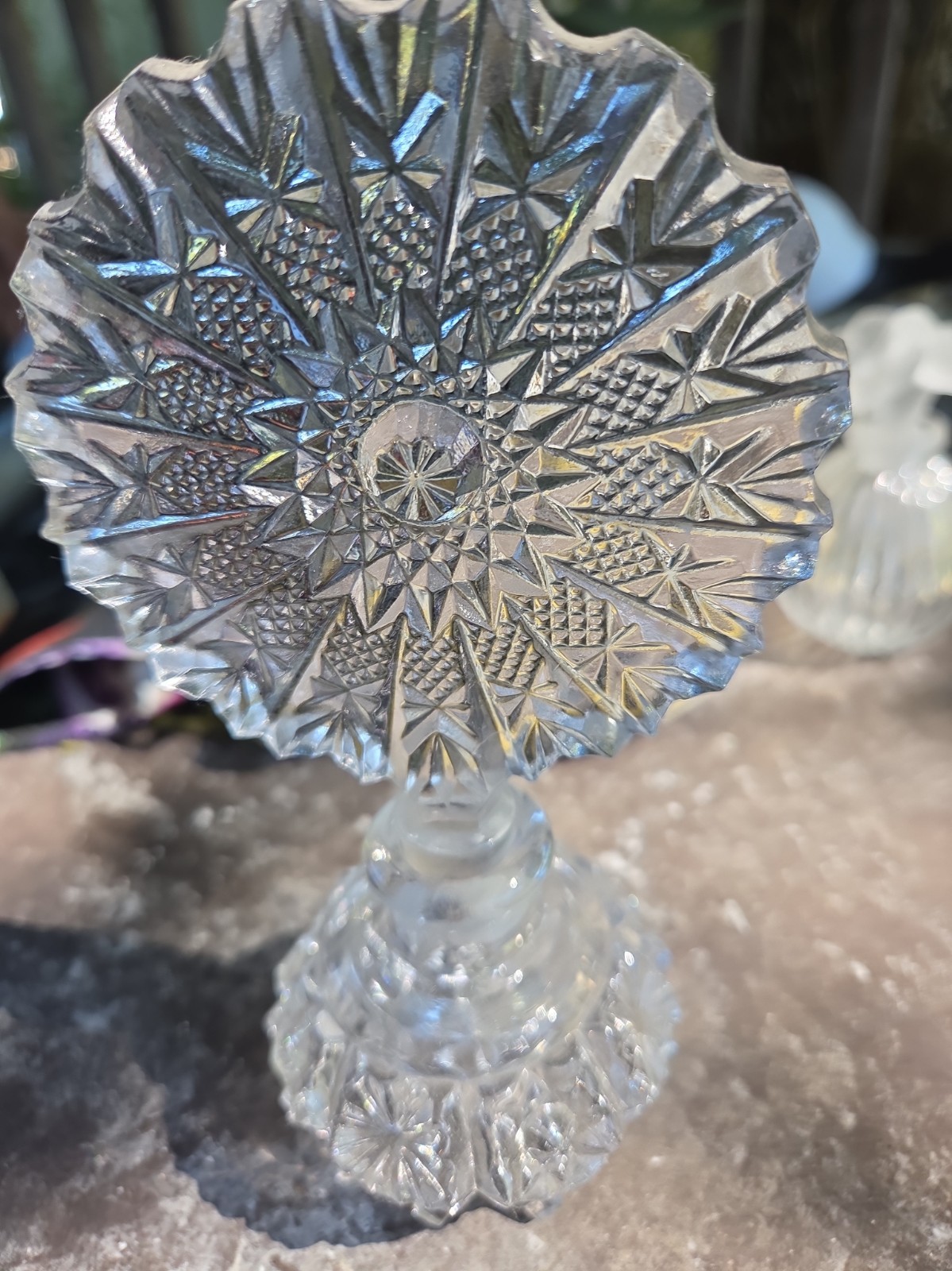 Vintage Perfume Bottle Irice Clear Imperial Glass Company Snowflake 1940s Pretty