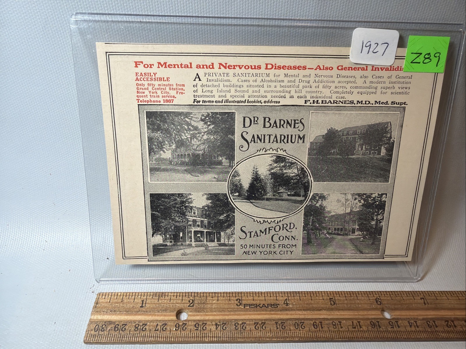 Atq 1927 Dr Barnes Sanitarium Insane Asylum Stamford Connecticut NYC Picture AD
