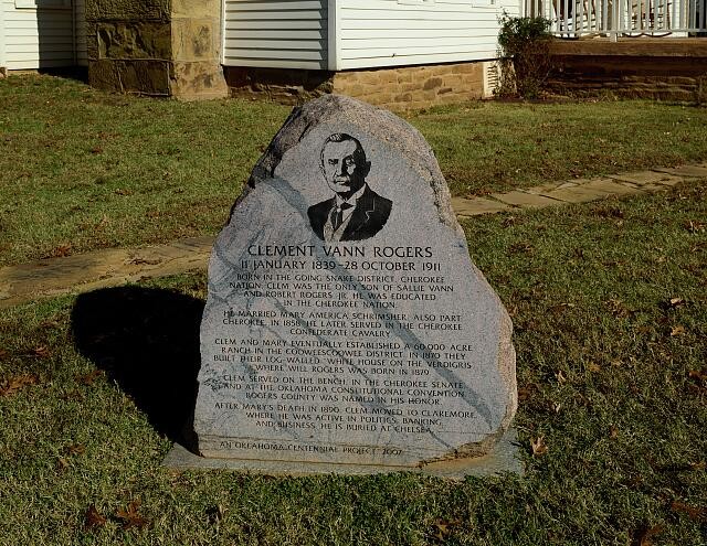 Photo:Oologah Oklahoma 2020 Clement Vann Rogers Birth Home Stone Memorial