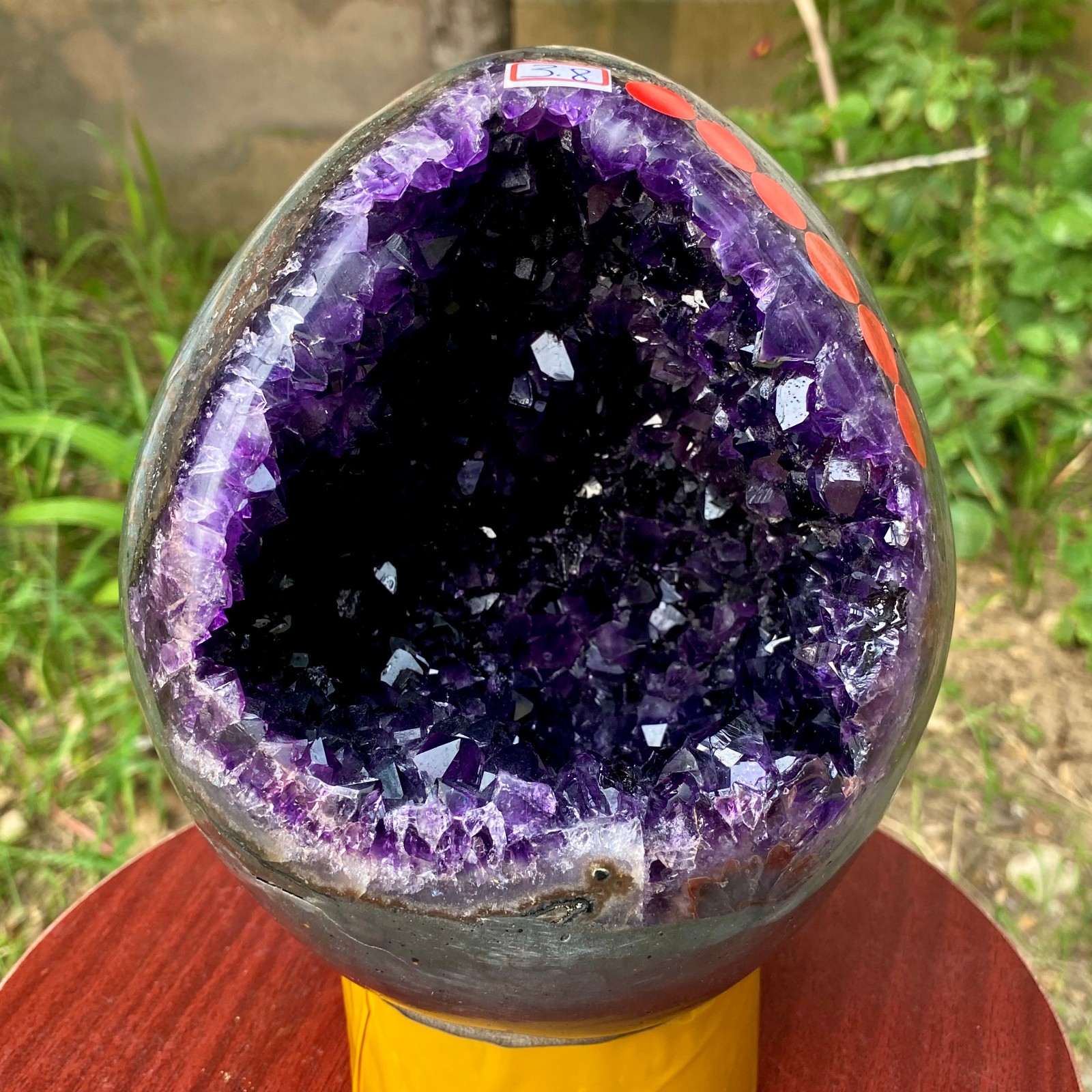 8.13LB High quality Natural Amethyst geode quartz crystal Dinosaur egg healing