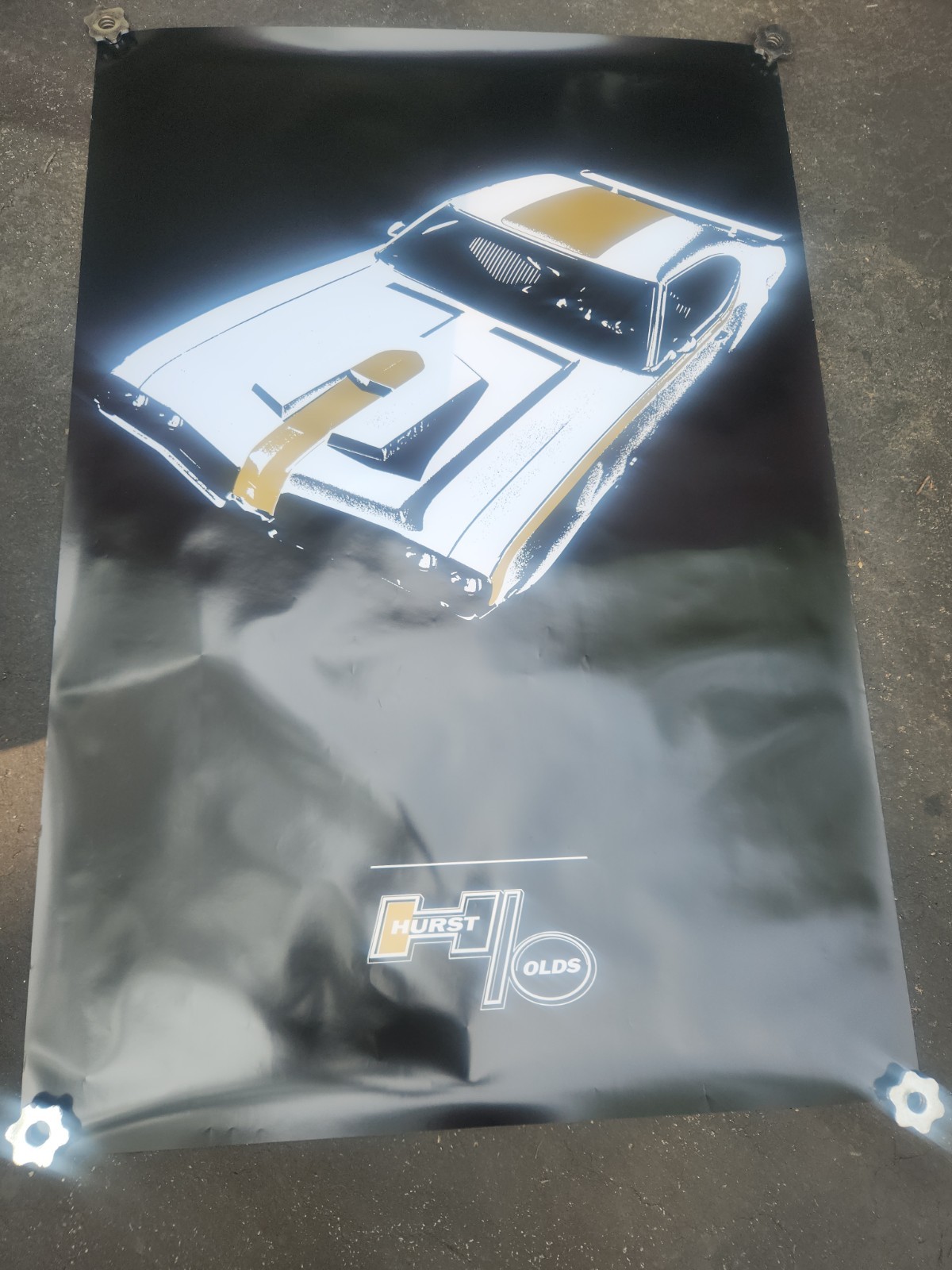 1969 Hurst Olds Dealer Showroom Poster 63” x 43” Oldsmobile Muscle Car Rare