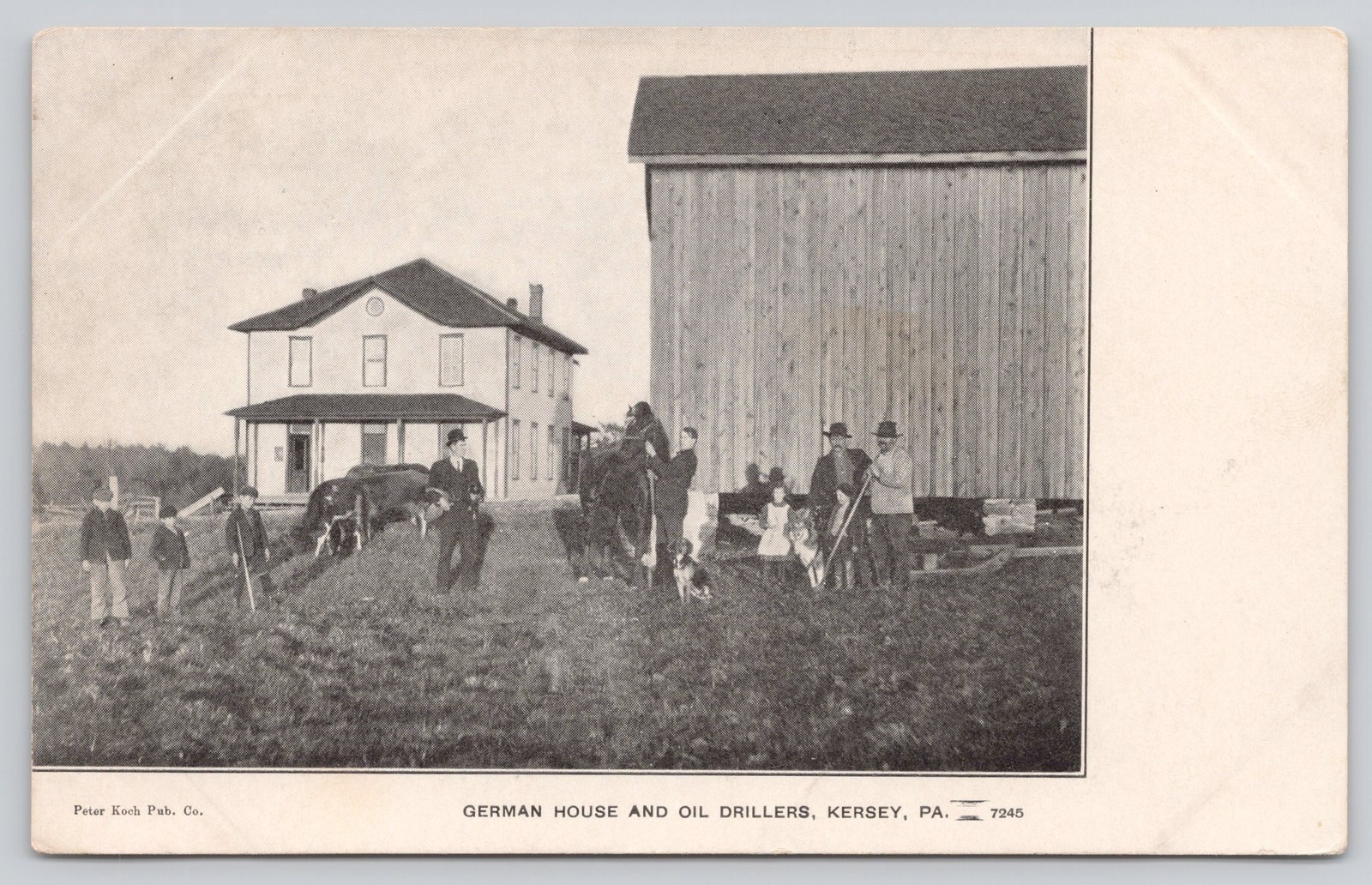 German House and Oil Drillers Kersey PA Antique Postcard c1905 Peter Koch
