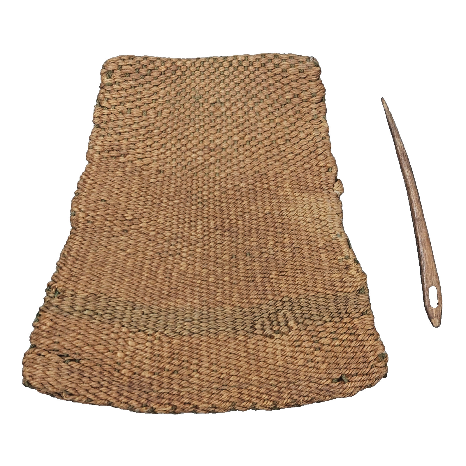 Antique Native American Woven Flat Bag  Proto-Historic Yucca w Green Pigmen