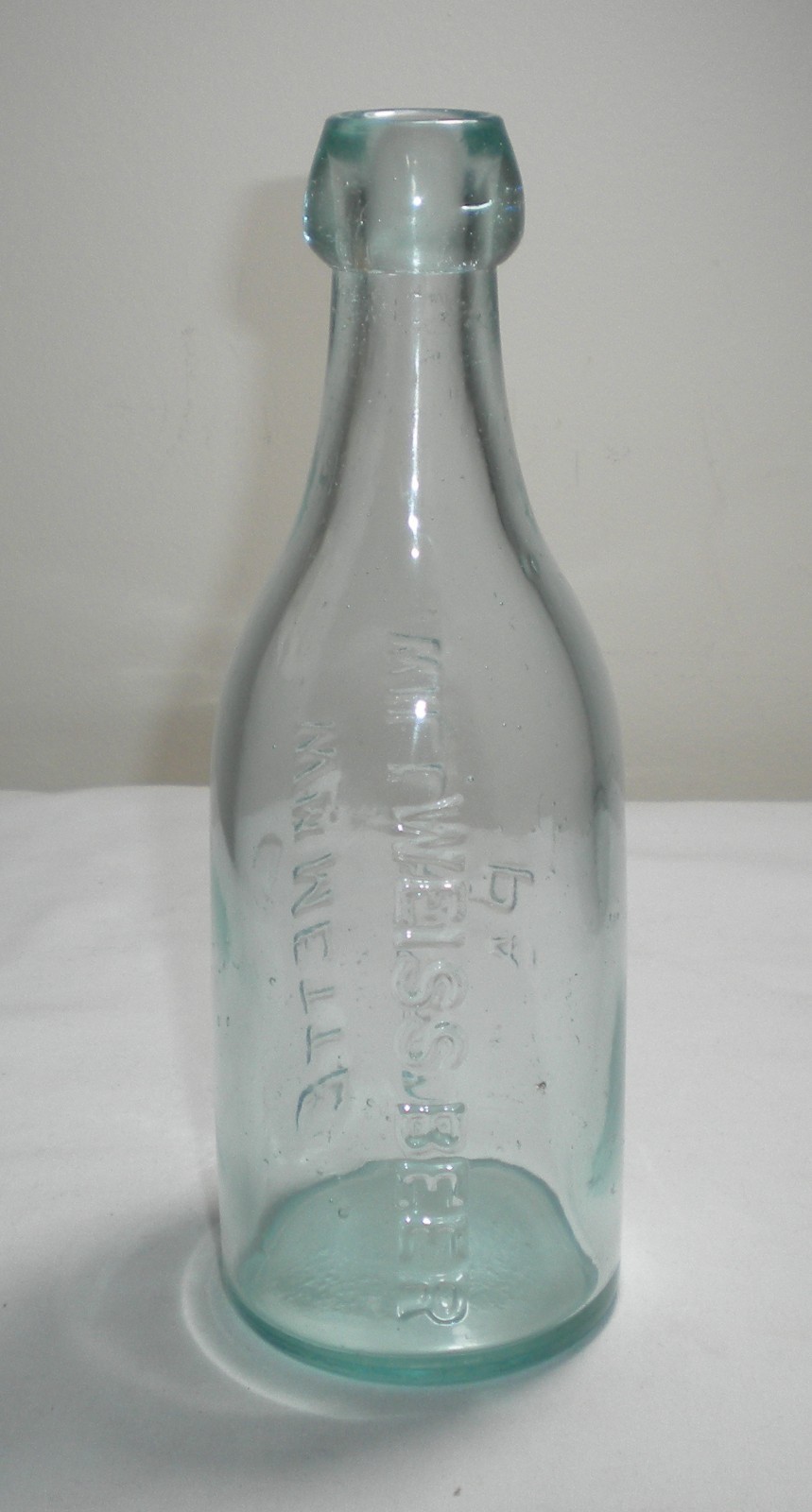 Rare Weiss Beer Bottle, Aqua Blob Top, Wm Mette Williamsport PA, 8\