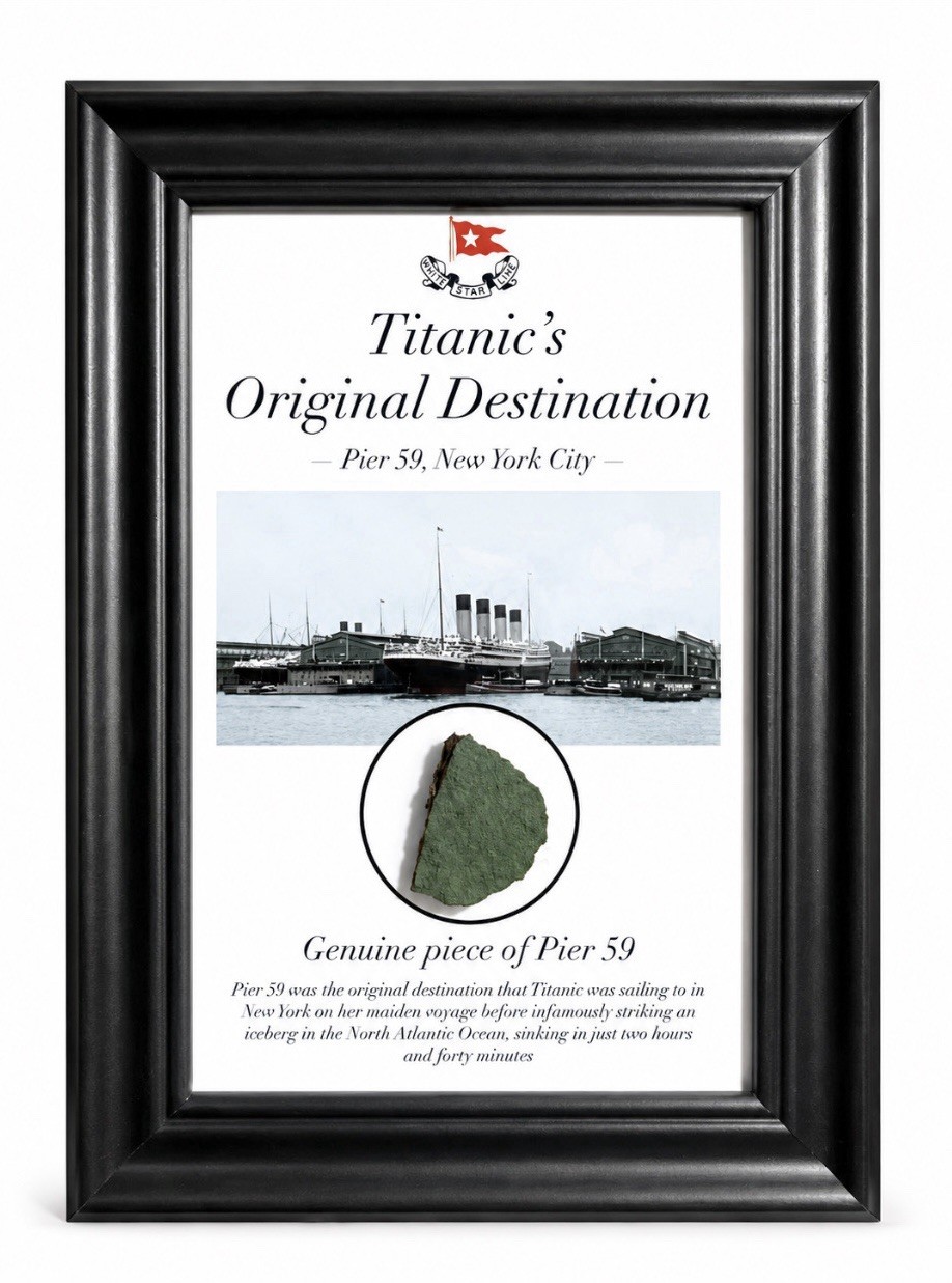 Titanic’s Original Destination | Pier 59 Genuine Artifact | Framed Display 5x7in
