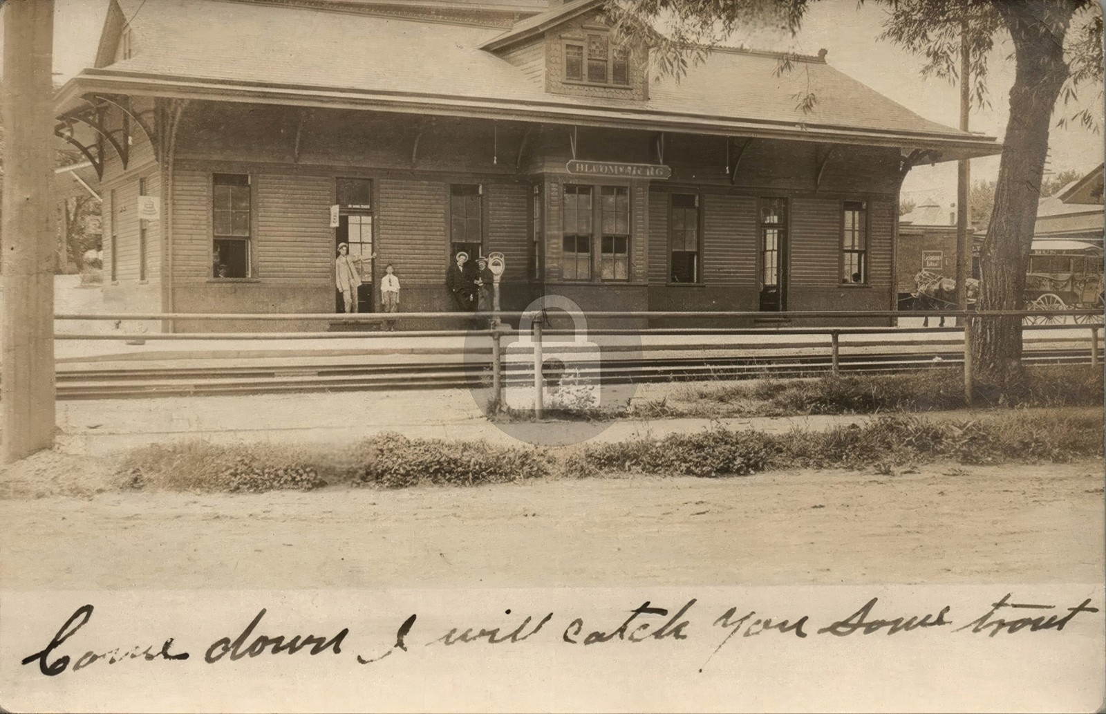 Lackawanna Railroad Station BLOOMSBURG PA Columbia Co RPPC Photo Postcard COPY