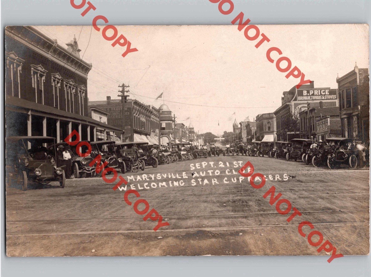 c1910 Marysville Auto Club Star Cup Racers Yuba County California CA RPPC Photo 