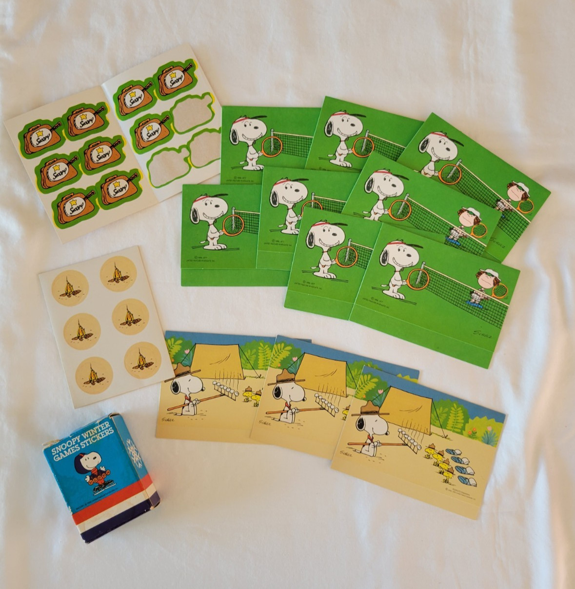 Vintage Snoopy Cards with Stickers Tennis Camping Winter Games Olympics