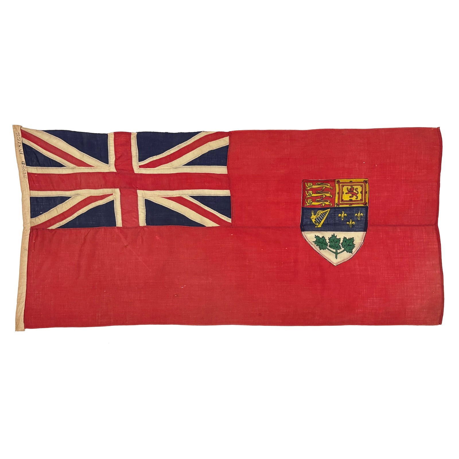 Vintage Sewn Wool Canada Red Ensign Canadian Cloth Union Jack Flag Antique Art