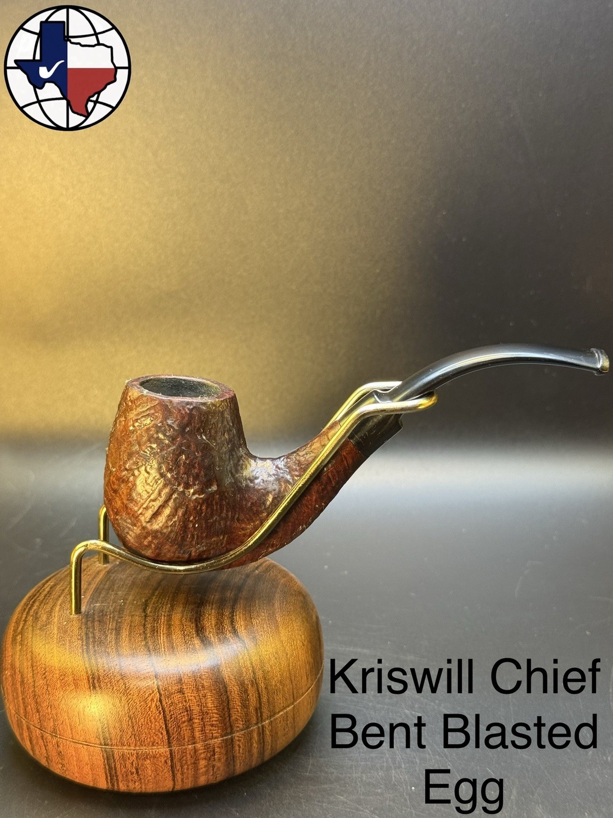 Vintage Kriswill Chief Bent Blasted Egg Tobacco Pipe