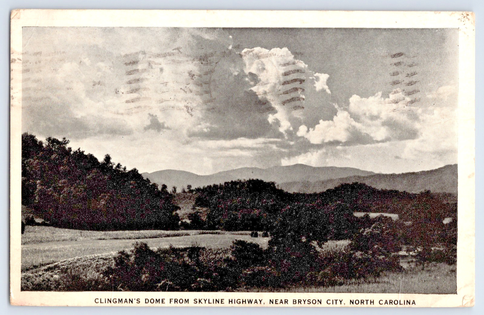 Clingman's Dome From Skyline Hwy Near Bryson City NC North Carolina Vtg Postcard