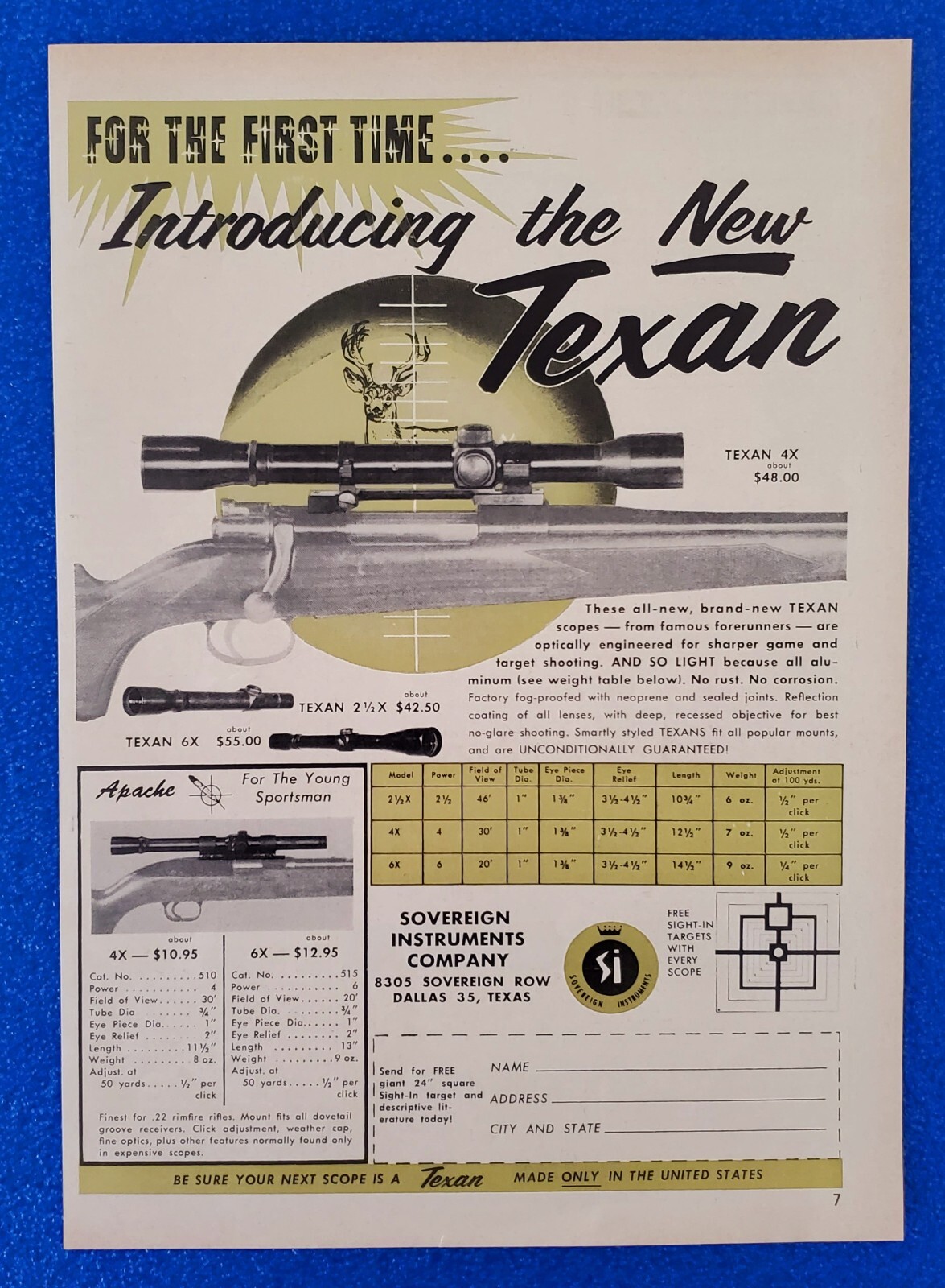 1958 SOVEREIGN INSTRUMENTS COMP. \