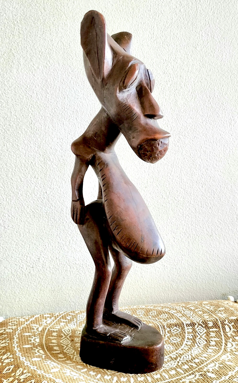 40cm Vintage Mythological Hand Carved Wood Shetani Tokoloshe Sculpture