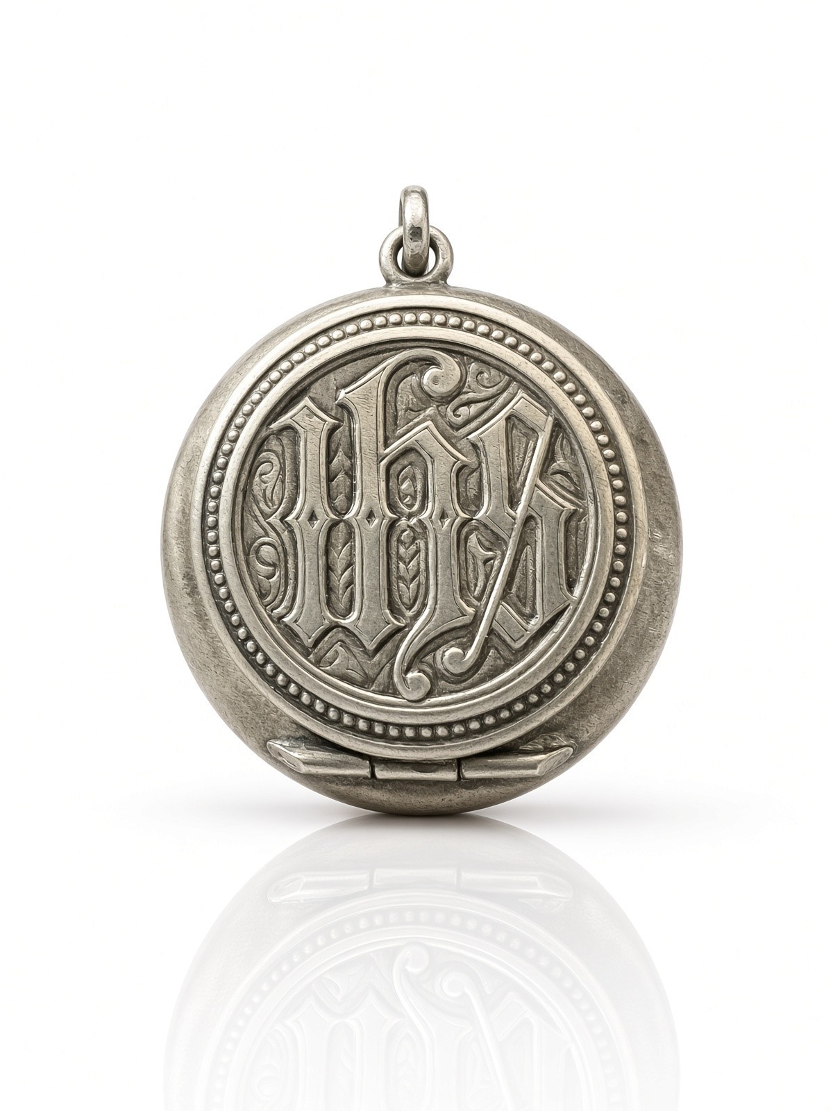 c1890s Antique IHS Religious Vinaigrette Scent Locket Pendant w/ Original Sponge