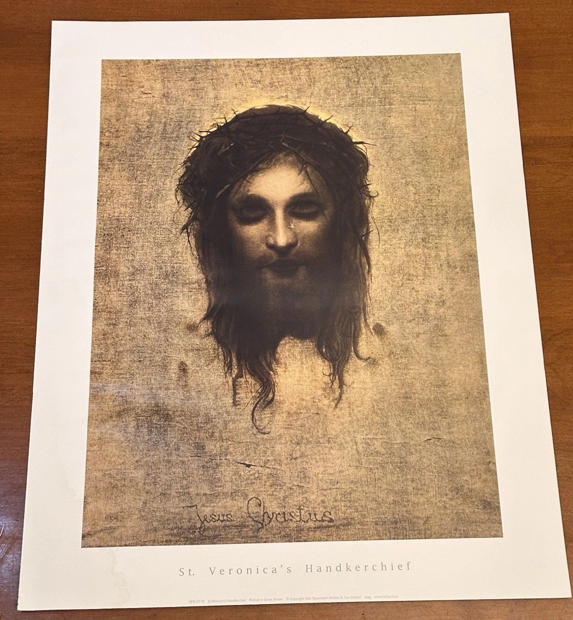 St. Veronica's Handkerchief Jesus Christus Un-Framed Print 20” X 16” Felix R.