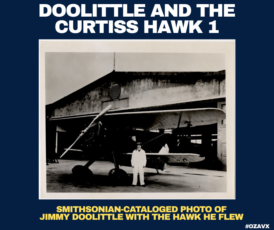 Jimmy Doolittle with Curtiss Hawk 1: Original Period Photo 8x10, Hangar