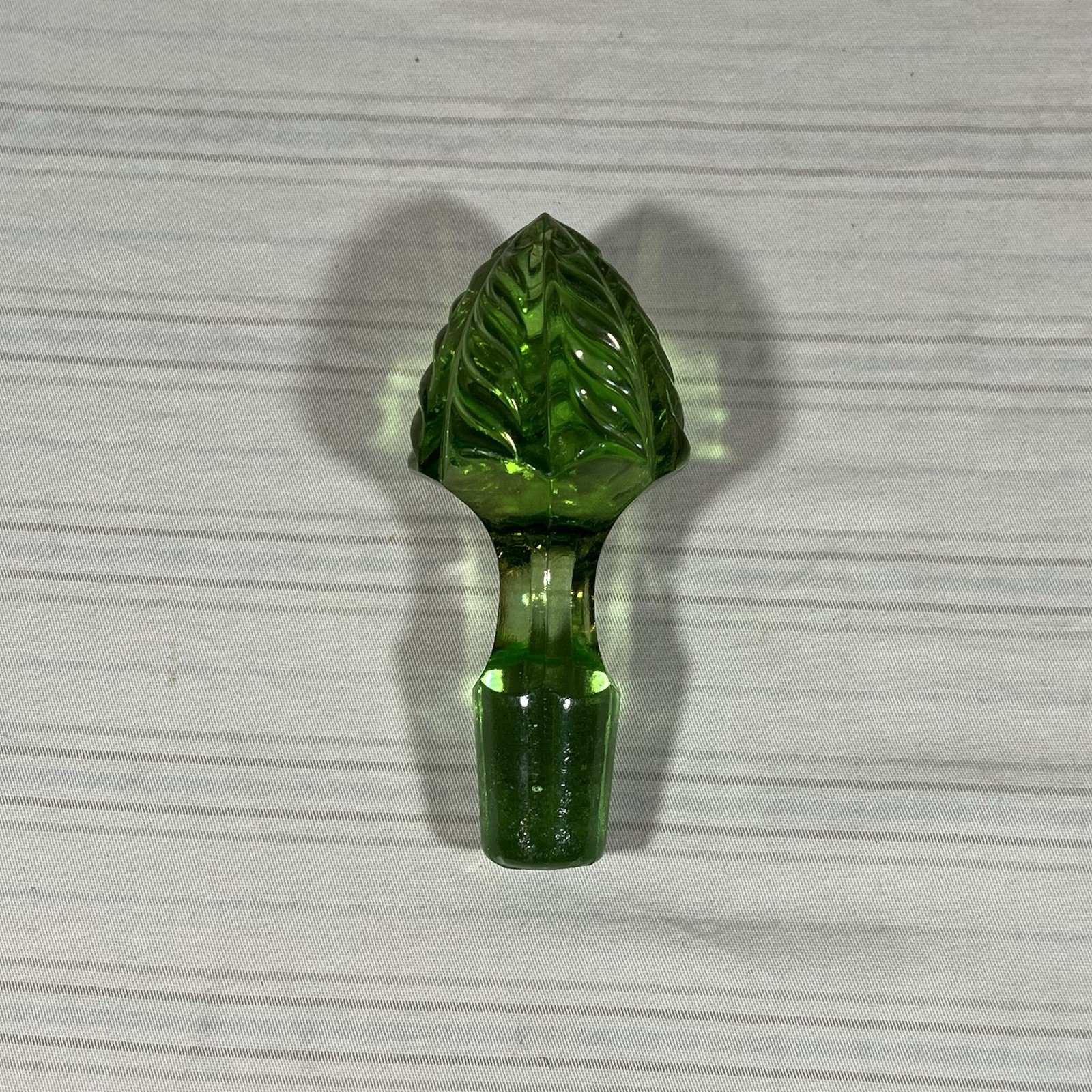Vintage Uranium Glass Decanter Bottle Cruet Stopper Glows Green
