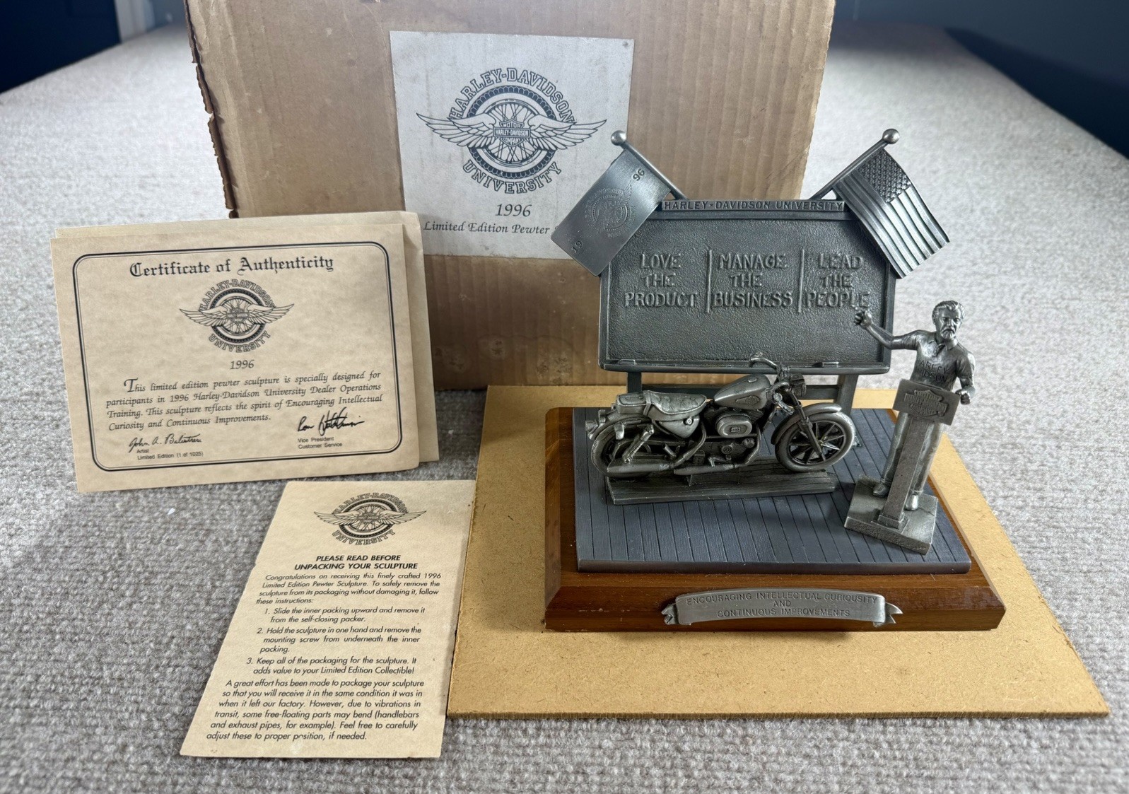 Harley-Davidson University 1996 Limited Edition Pewter Sculpture (1 Of 1025)