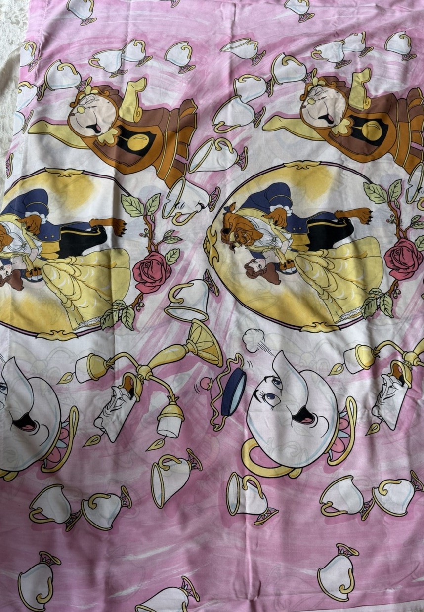VTG Disney’s Beauty and the Beast 66x92 FLAT SHEET ONLY Twin Deadstock Princess