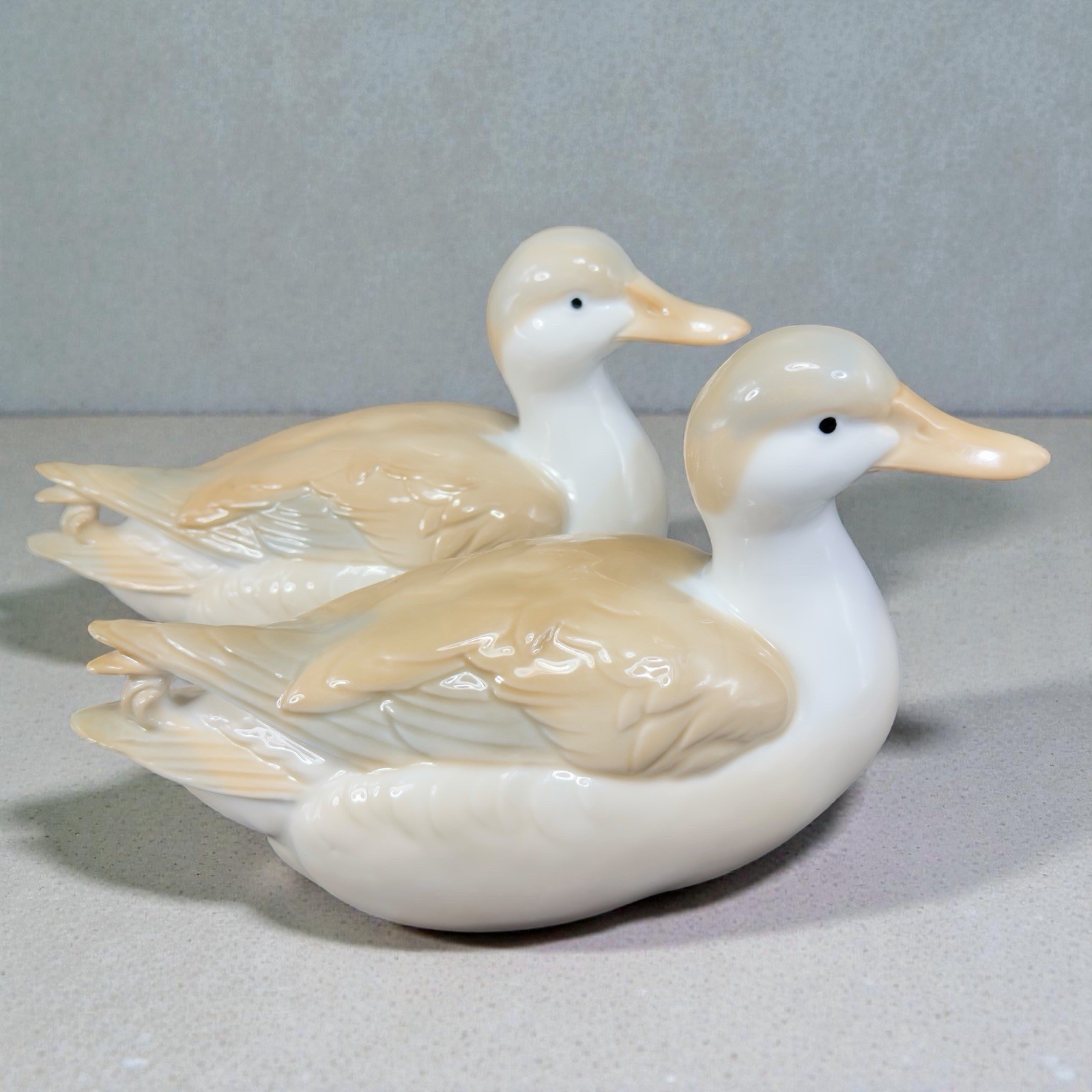 Vintage Otagiri Japan Fine Porcelain Ceramic Duck Bird Figurine 9inch Set 2 VTG