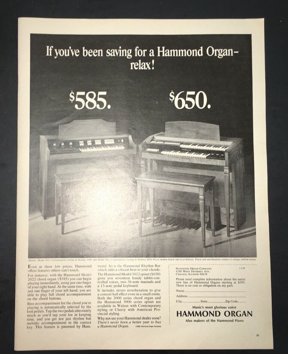 Life Magazine Ad HAMMOND ORGAN 1965 AD