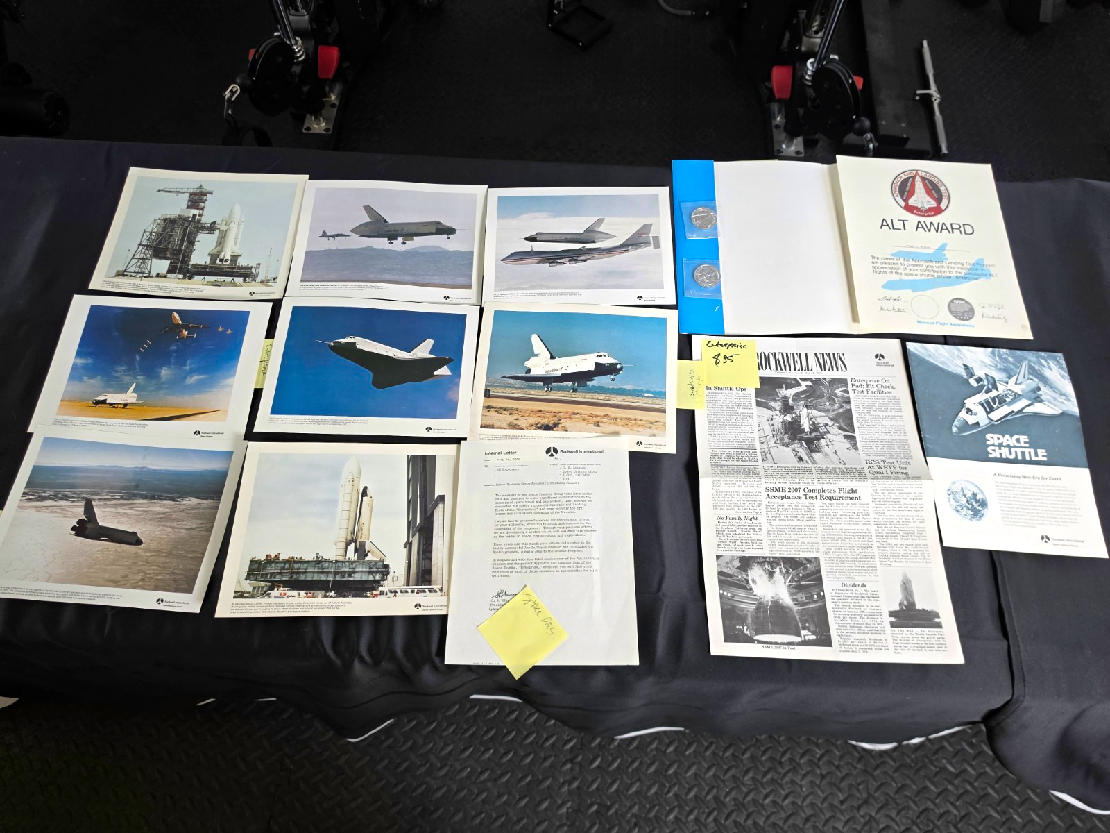 Rare Vintage NASA Space Shuttle Enterprise Lot - Rockwell ALT Award & Photos