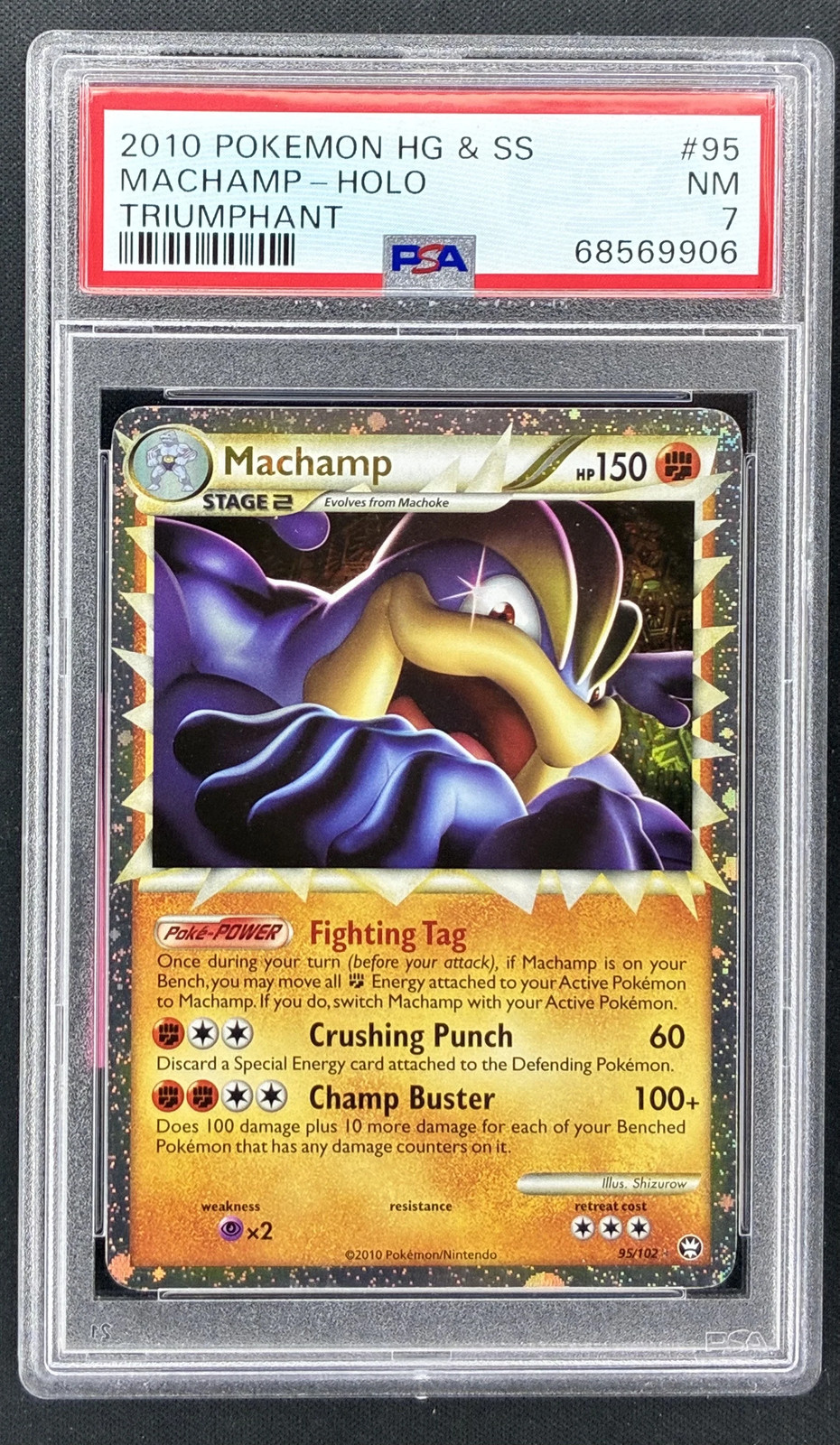 2010 Pokémon HS Triumphant Machamp Prime #95/102 Holo PSA 7 NM