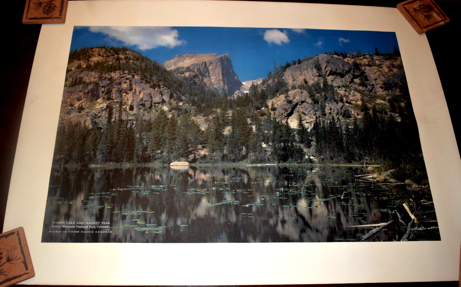 Nymph Lake & Hallet Peak Rocky Mt National Park CO Union Pacific RR Poster 26x36