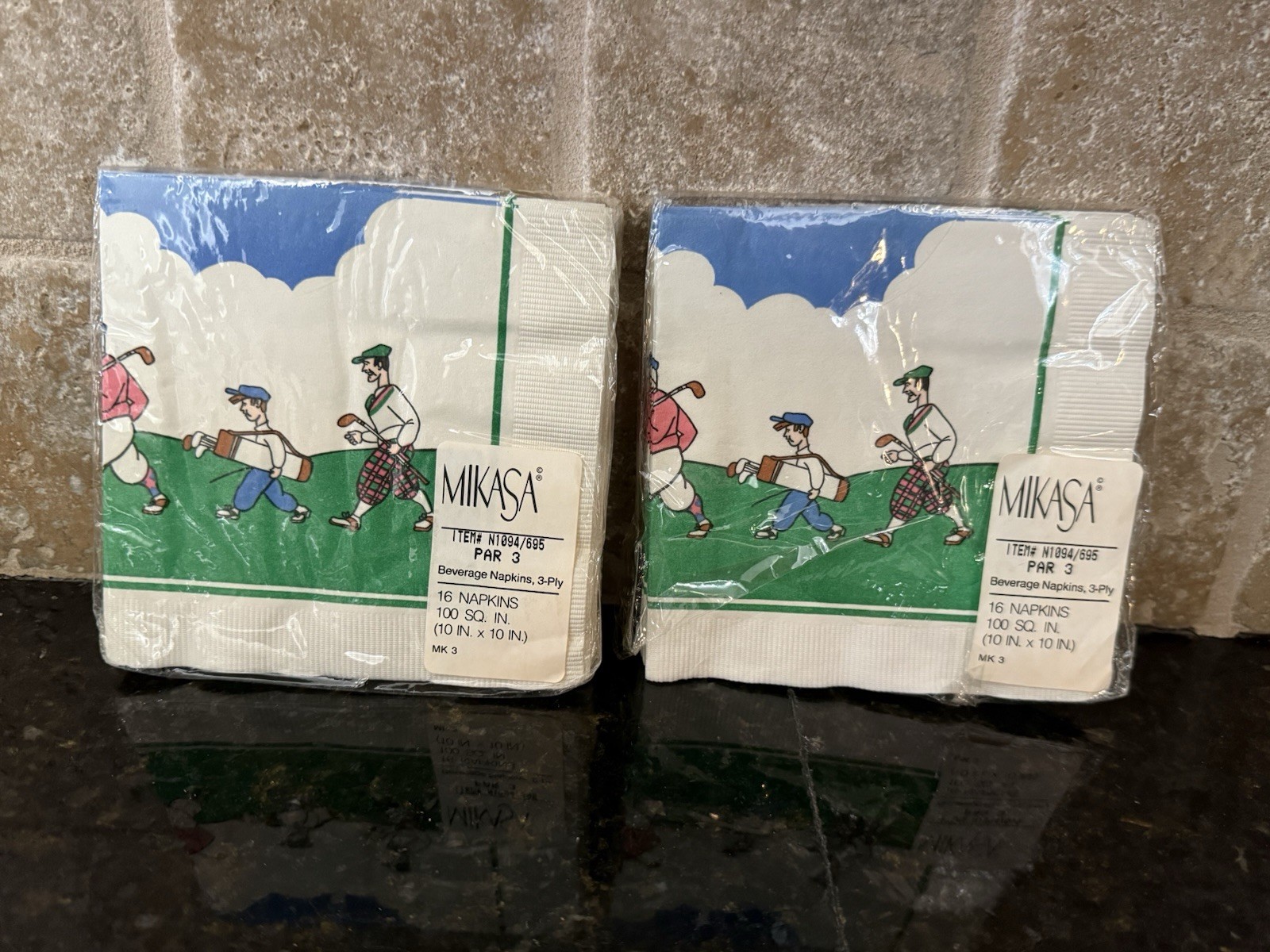 Vintage Golf Themed Pack Of 2 Paper Napkins NOS One Opened