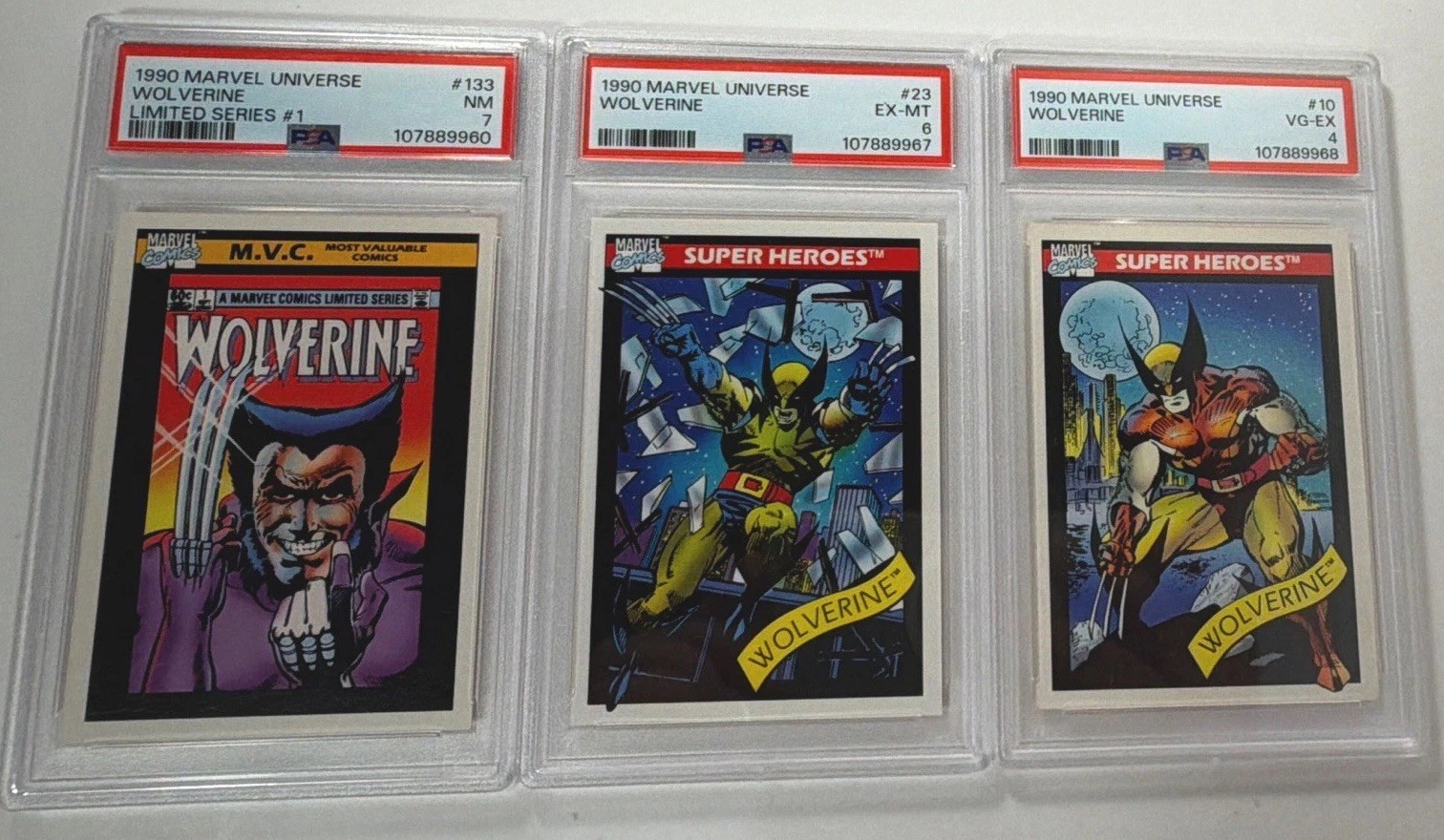 1990 Marvel Universe Wolverine PSA Graded Lot of 3 #10 #23 #133 X-Men
