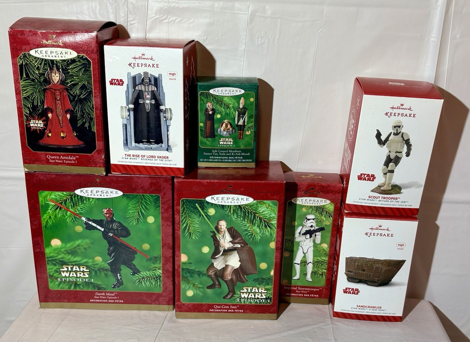 1999 - 2014 Star Wars Hallmark Christmas Ornaments Set Of 8 New And Gently Used