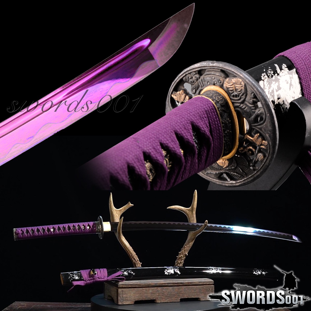 Noble Purple Blade Japanese Katana Samurai Sword Full Tang Battle Ready Sharp
