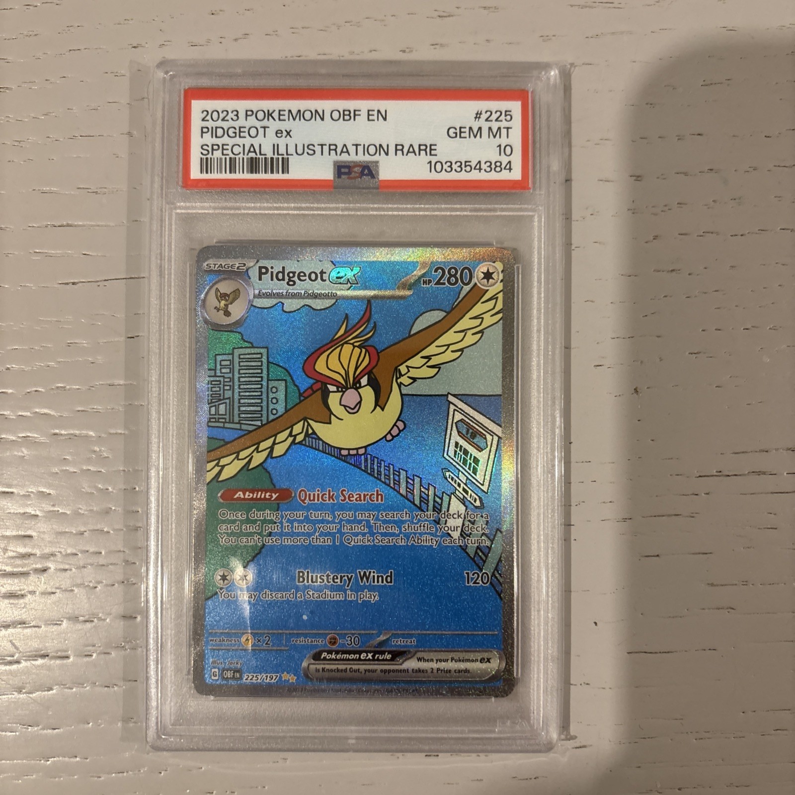Pidgeot ex 225/197 Sv03: Obsidian Flames Holo PSA 10