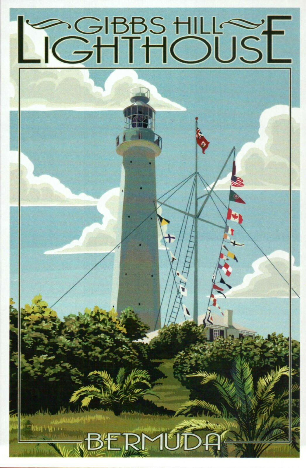 Gibbs Hill Lighthouse Bermuda, Great Britain Territory UK Flags Light - Postcard