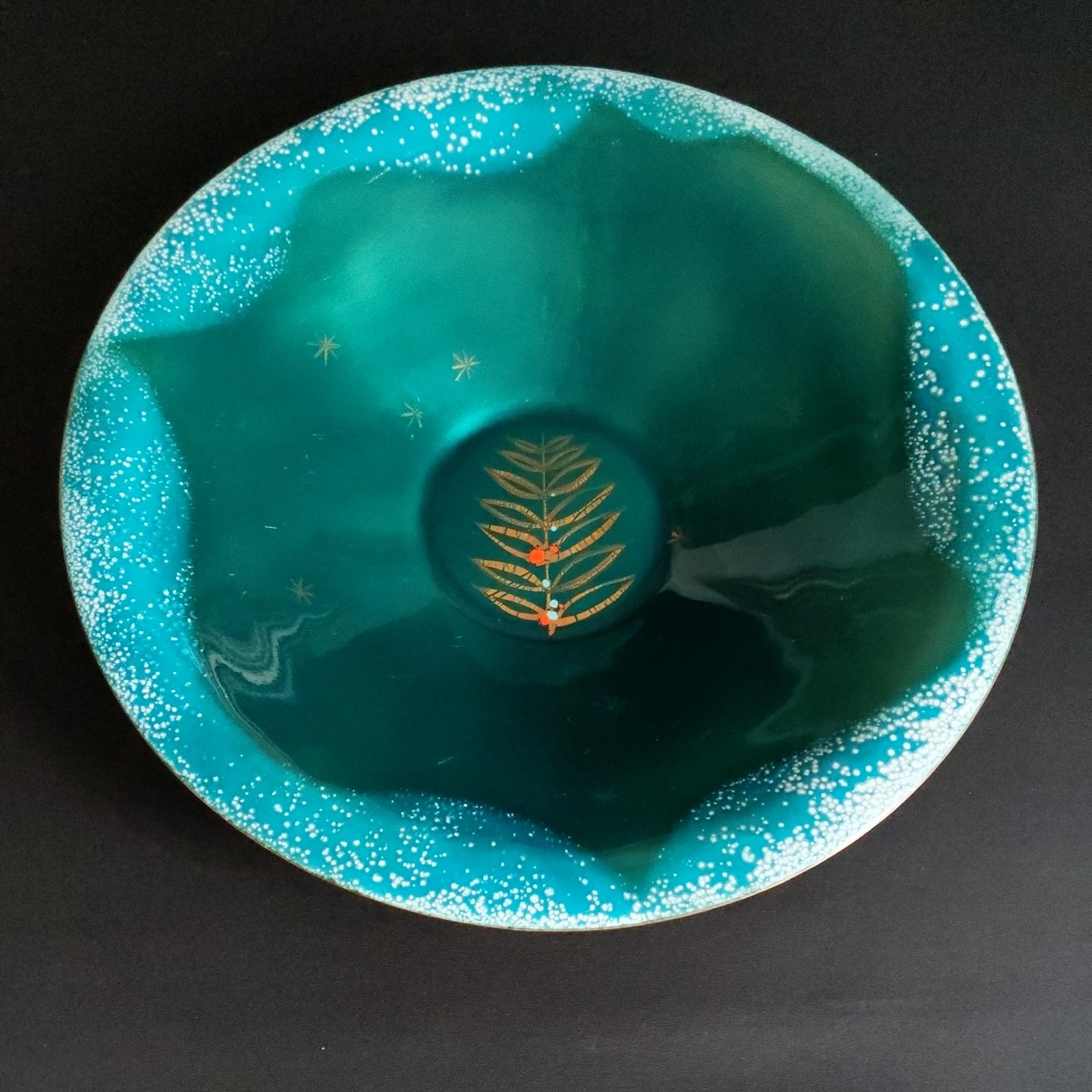 EDWARD WINTER LARGE ENAMEL BOWL, Turquoise, 13\