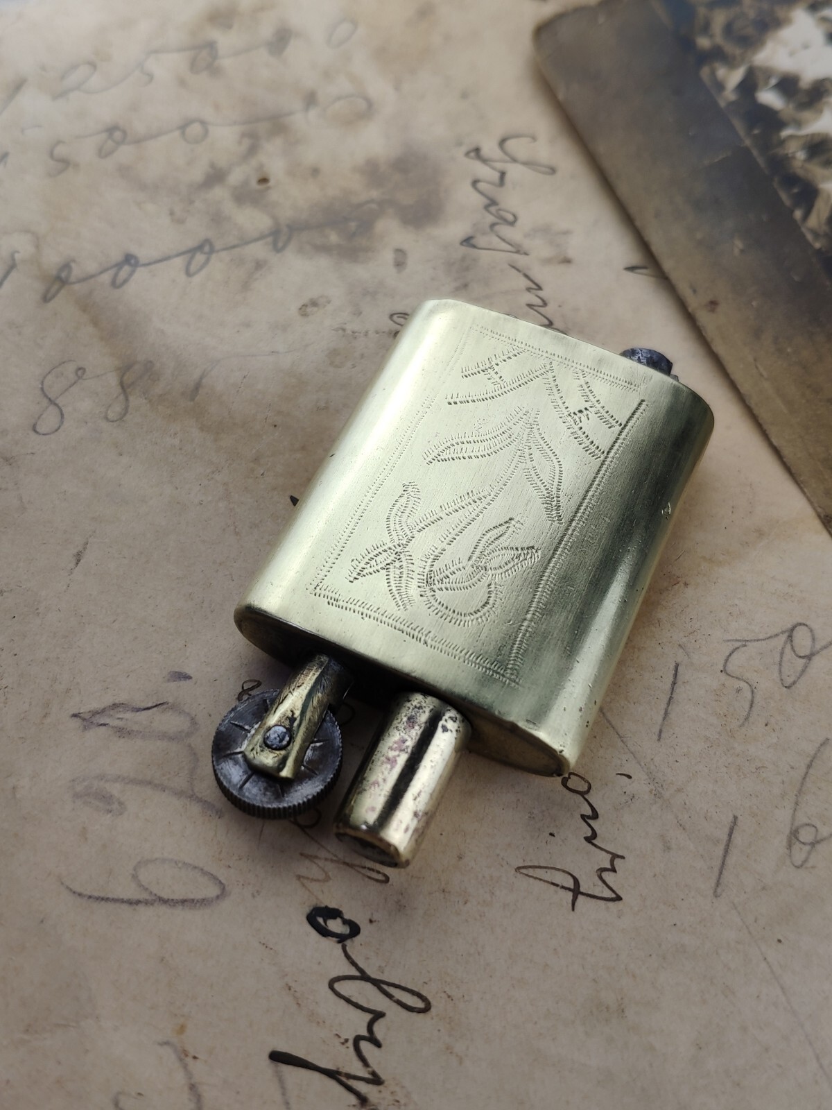 Vintage Ukrainie Brass Petrol Lighter WW1 Trench Art Lighter.  Working 