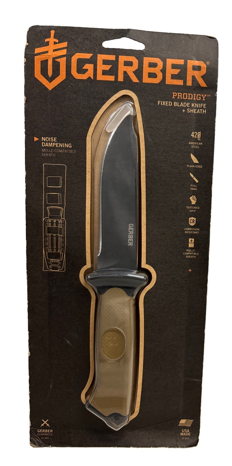 GERBER Prodigy Fixed Blade Knife & Sheath Brand New Factory Sealed