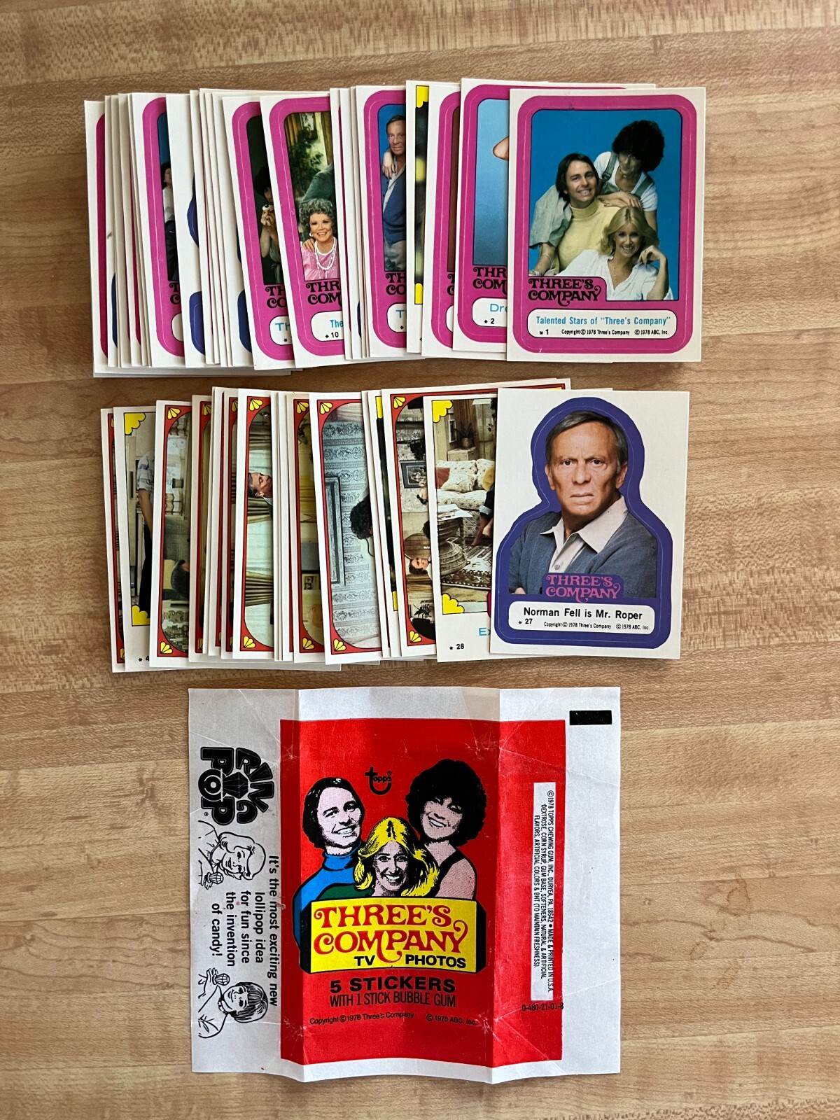1978 Topps Threes Company 44 Sticker Card Set w/ Wrapper  NrMt condition