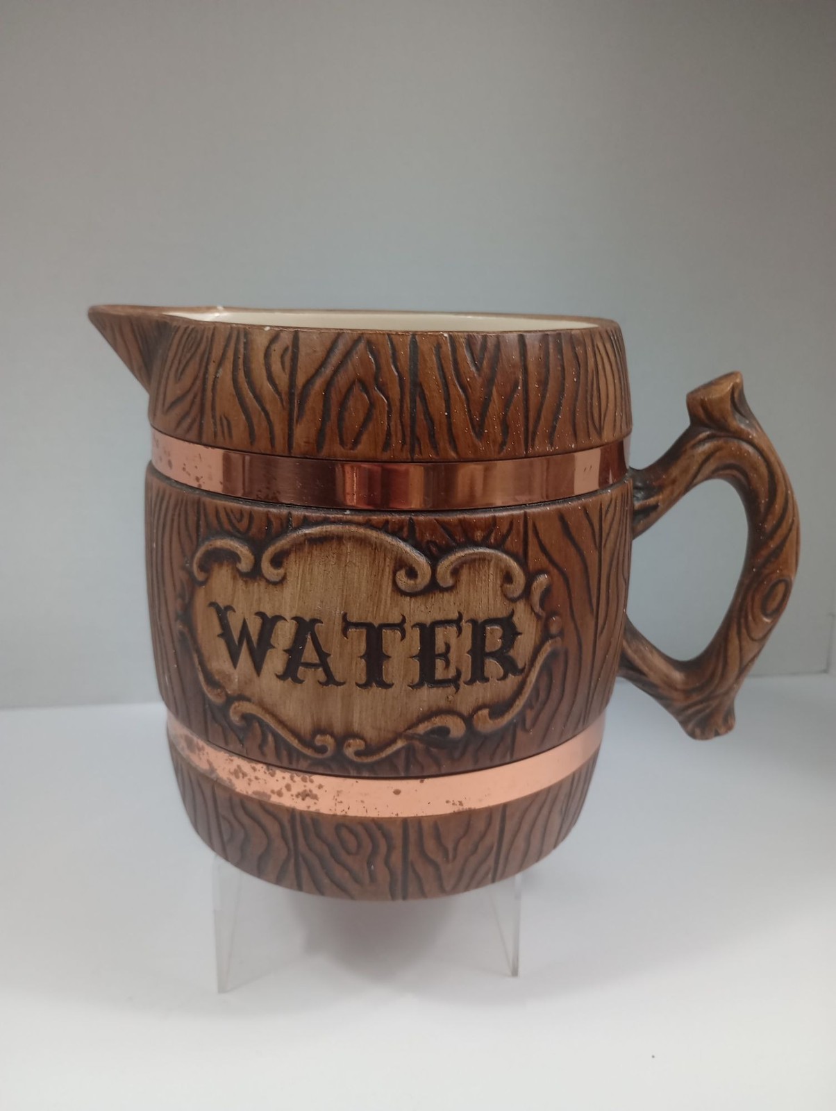 Vintage Treasure Craft  Brown Barrel Wood Grain  Ceramic \