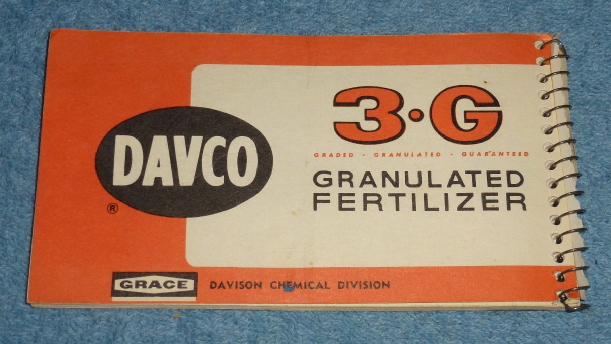 Vintage Davco 3-G Granulated Fertilizer Pocket Notepad Booklet 1965-66 Calendar