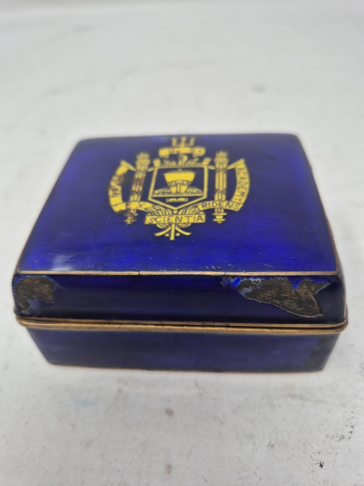 Antique Bronze & Enamel US Naval Academy Trinket Box - Used